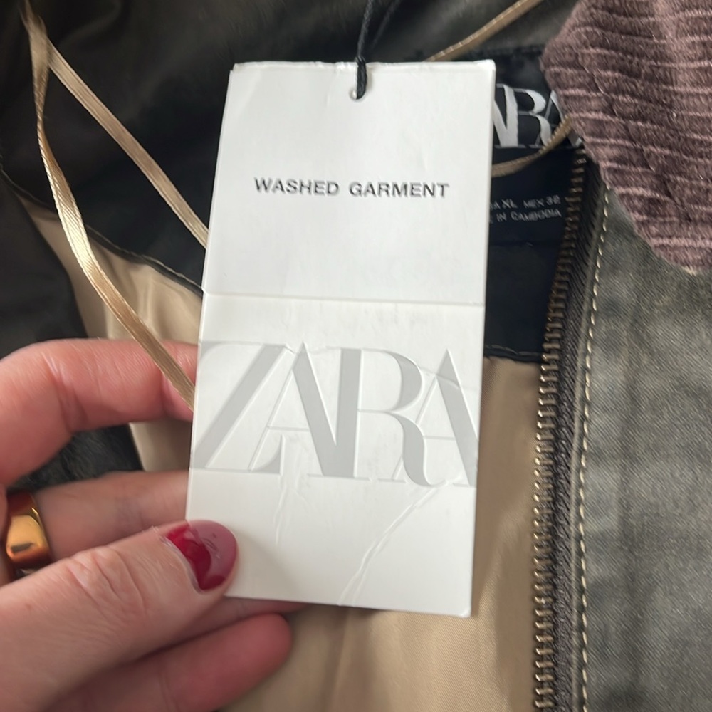 Zara Corduroy Collar Wax Jacket - Picture 5 of 10